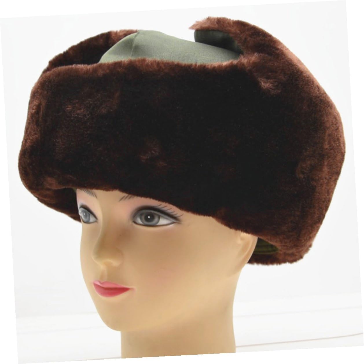 YARNOW Women Winter Trapper Hat with Ear Flaps Thickened Fleece Warm Outdoor Cap Cold Weather Cold Protection Olive Green