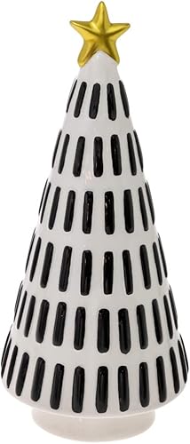 Boston International Decoración de árbol de mesa de Navidad de invierno, grande, abstracto en blanco y negro