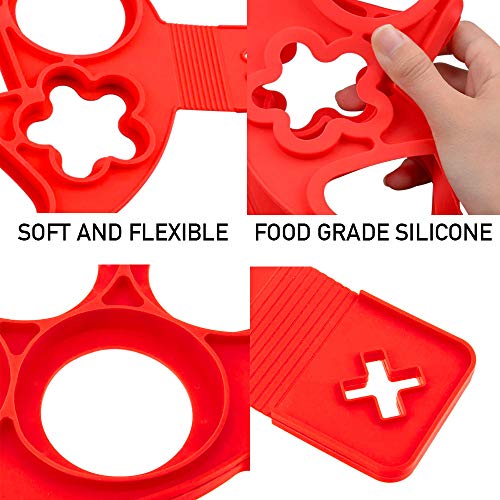 Pancake Mold Maker, Pancake Molds Ring Fried Egg Mold Upgrade 7 Holes Nonstick Silicone Baking Round Mold Pancake Maker Egg Ring Muffin Pancake Mould (2 pack, B) - Thumbnail 4