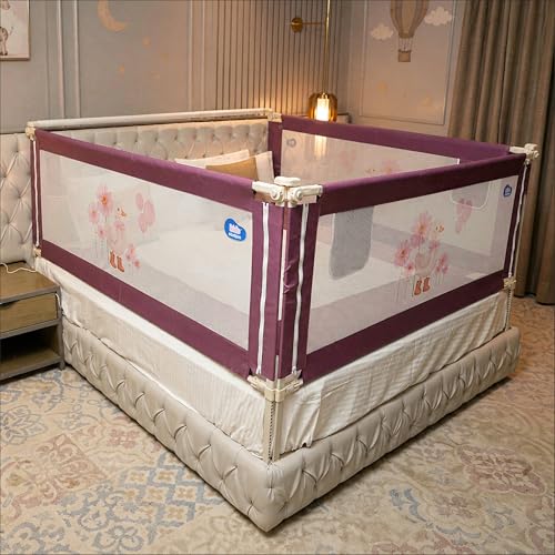 Kids Station 3 Side Premium Bed Rail Guard (6.6ftx6ftx6.6ft / 200cmx180cmx200cm), Bed Railing for Baby Safety, Kids Toddler Bed Protector Side Walls, 