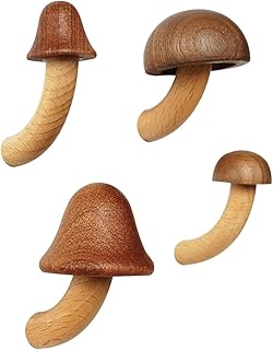 OLizee® 4 Pack Magnetic Wood Mushroom Refrigerator Magnets Fridge Magnets Decor Decorative Fridge Magnet Ornament for Fridge Whiteboard