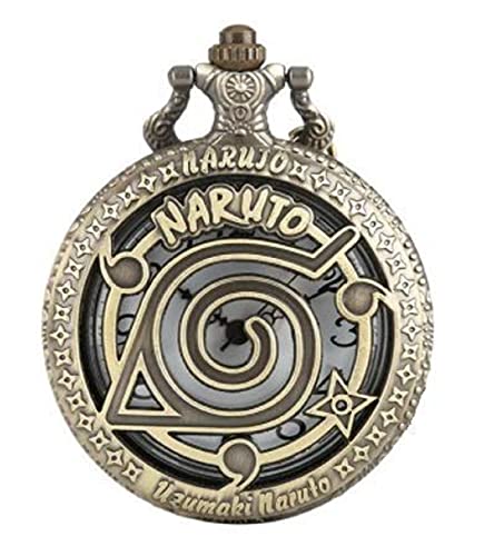 Image of AUGEN Premium Pocket Watch Metal Keychain Japanese Anime Naruto Retro Vintage for Gifting With Key Ring Anti-Rust (Pack Of 1)
