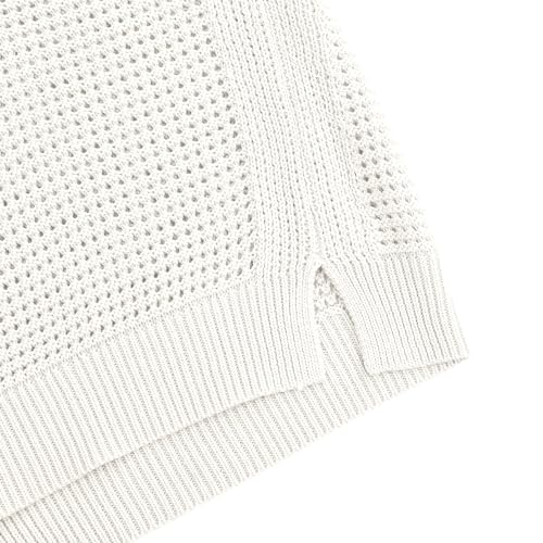 Image of Womens Knit Sweater Vest Summer Tank Tops Round Neck Crochet Hollow Out Sleeveless Crop Top