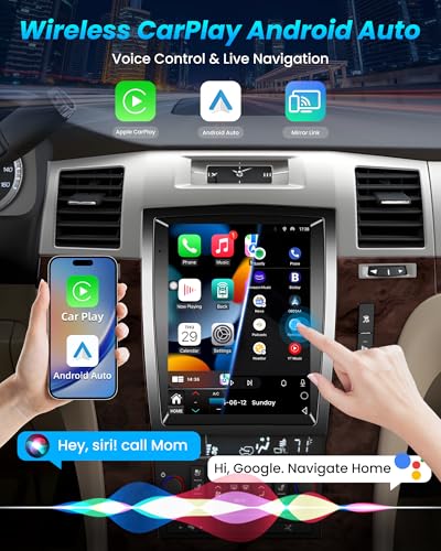 Image of [8Core 4G+64G] Car Radio for Cadillac Escalade SLS 2007-2014: 9.7 inch Touch Screen Car Stereo with CarPlay Android Auto 5GWiFi Bluetooth GPS Navigation FM AM RDS DSP SWC Backup Camera