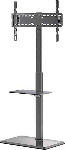 Miniatura 8 de Soporte universal para TV de piso, soporte de TV de piso para TV de 32 a 75 pulgadas de hasta 110 libras, soporte de TV alto giratorio y ajustable