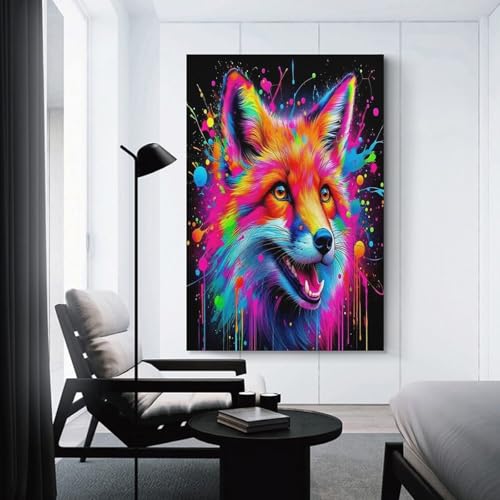 Art déco renard impression sur toile peinture salon 50x75 - 3