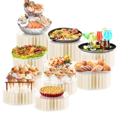 Image of 10 Pcs Buffet Risers, Table Food Risers Foldable Cake Display Stands