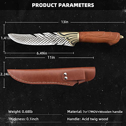 Veisky Professional Sharp Feather Boning Knives Handmade High Carbon Steel Kitchen Chef Cleaver Knife With Sheath For Outdoor Camping Bbq (6.5 Inch) #TOP5