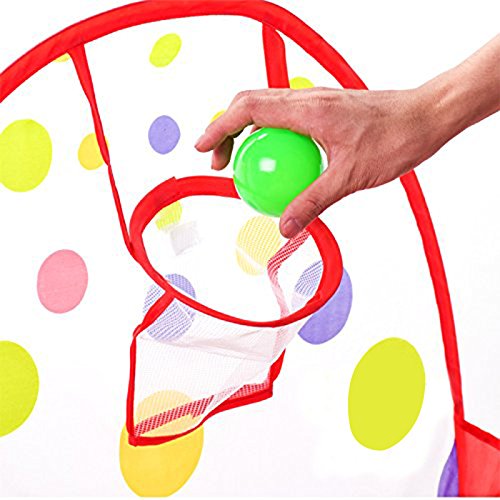 Aeroway Kids Red Ball Pit Playpen Toddler Play Tent Ball Pool with Mini Basketball Hoop and Zipper Storage Bag, 4 Feet/ 120 cm, Balls Not Included - Thumbnail 3