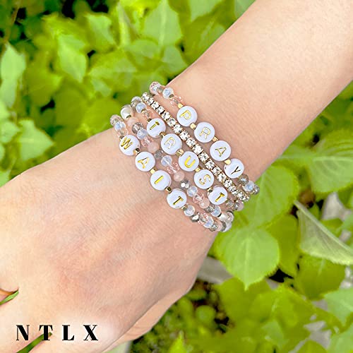 NTLX Inspirational Message Multi Strand Beaded Stackable Stretch Bracelets for Women - Bohemian Boho Style Bracelets – Beautiful Faceted Glass Beads – Gift Box Included3