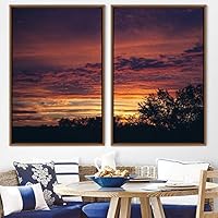 2 Piece Framed Canvas Wall Art Beautiful Sunset Canvas Prints Home Artwork Decoration for Living Room,Bedroom - 16