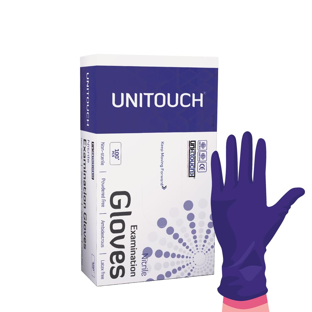Unitouch Non Powdered Nitrile Multipurpose, Food Grade, Dental Approved Gloves (Purple, 100 Pieces) (Medium) (B0B6BRLFV9) Amazon Price History, Amazon Price Tracker