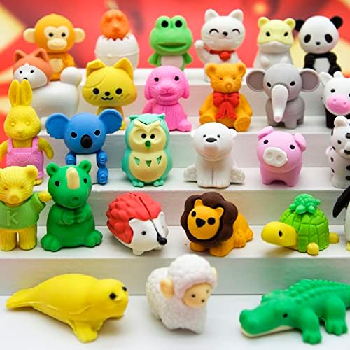LanMa 35 pcs Animal Erasers Desk Pets for Kids Classroom Prizes, Puzzle Erasers Take Apart Erasers Animals Pencil Erasers for Student Rewards,Class Treasure Box,Party Favors,Easter Egg Stuffers