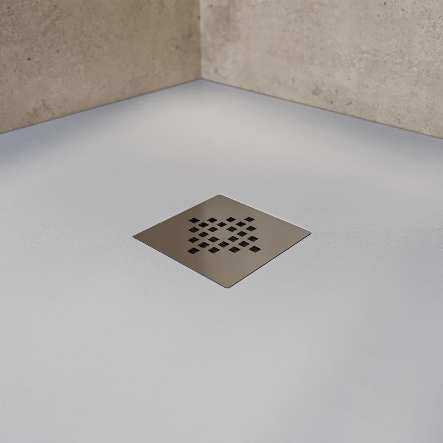 SOULBATH Plato de Ducha - Resina - Gel Coat - Textura Liso Seda - Antideslizante - Color Moka - 90x80- Extraplano 3cm. Incluye Válvula de desagüe - Standard