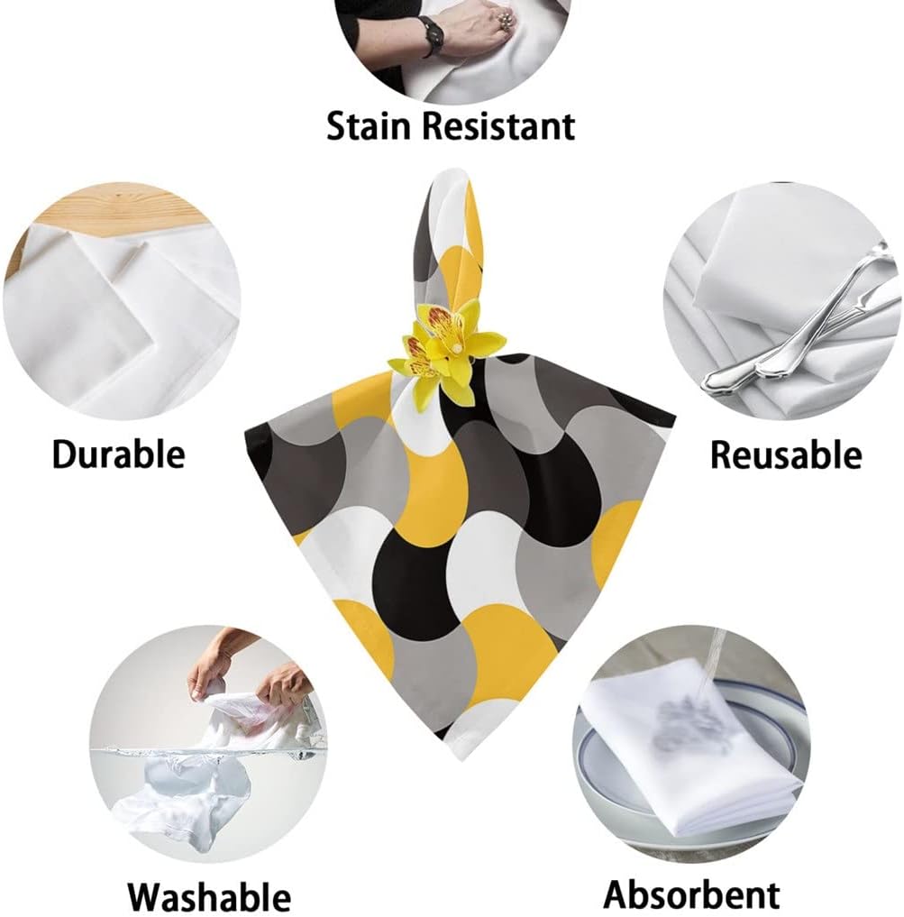 Abstract Geometry Table Napkin Set Wedding Banquet Cloth Soft Tea Towels Dinner Handkerchief