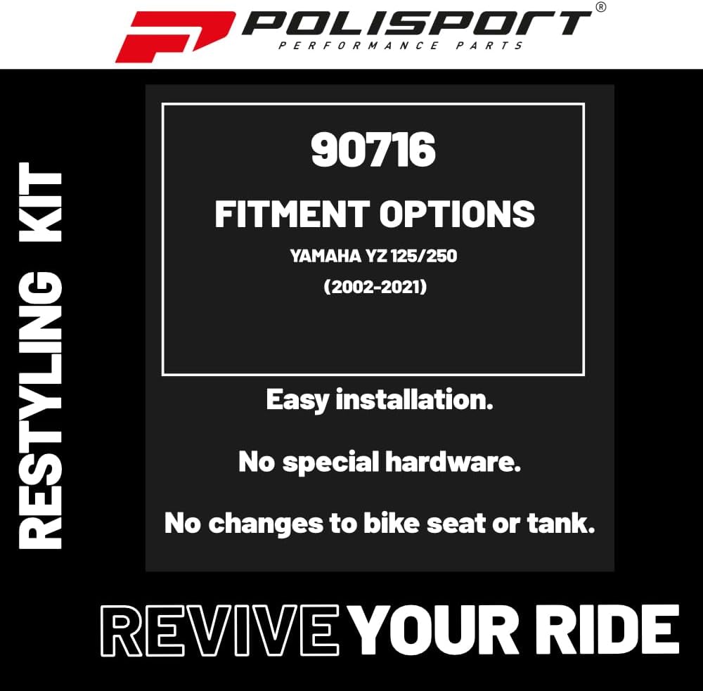 Polisport Motocross (MX) Restyling Kit for Yamaha YZ 125/250 (2002-21) Dirt Bike – OEM Quality, Durable, Flexible & Perfect Fit – Blue/White/Black