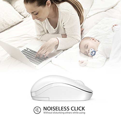 Seenda Wireless Mouse, 2.4G Noiseless Mouse With Usb Receiver Portable Computer Mouse For Pc, Tablet, Laptop - Pure White #TOP1