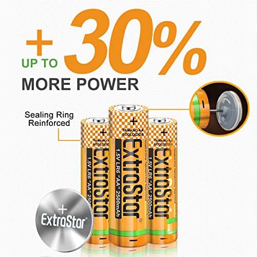 EXTRASTAR 1.5V AA Performance Alkaline Mini Stylus Batteries, aa batteries, LR6, pack of 16