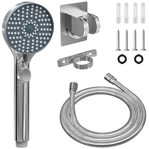 Image of RV Shower Head with Hose ABS Outdoor RV Shower Hose Kit Replacement with ON /OFF Switch for RV, Trailer, Campers, Motorhomes, Fifth Wheels, Boats (Chrome)