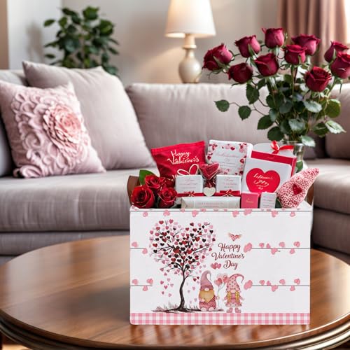 Image of Cute Large Valentine's Day Gift Basket Empty Heart Decor Storage Bin for Kid Baby Room Decor (Pink Dwarf Love Tree)