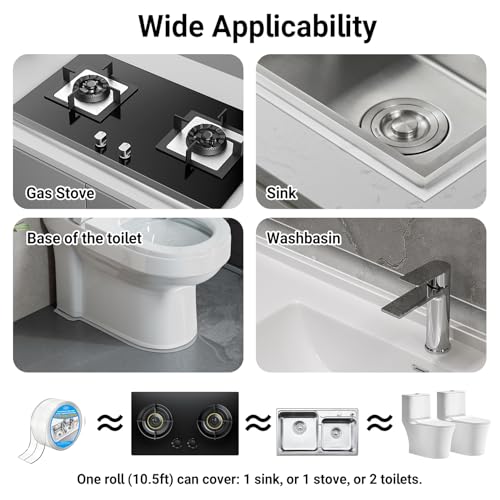 Image of Clear Caulk Tape Waterproof Self Adhesive, Caulking Strip Tape, LAVILI | Waterproof Self Adhesive Sealant Strip for Kitchen Countertop, Bathroom, Toilet (2.2cm x 10.5Ft)