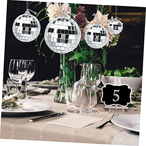 Unomor - 36 piezas de bolas espejadas colgantes plateadas para decoración de fiestas, árbol de Navidad, bodas y eventos de baile miniatura 4