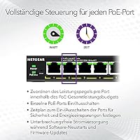 NETGEAR GS316EPP Switch 16 Port Gigabit Ethernet LAN PoE Switch Plus (mit 15x PoE+ 231W & 1x SFP, Managed Netzwerk Switch mit IGMP Snooping, QoS, VLAN, lüfterlos), schwarz – Ansicht 4