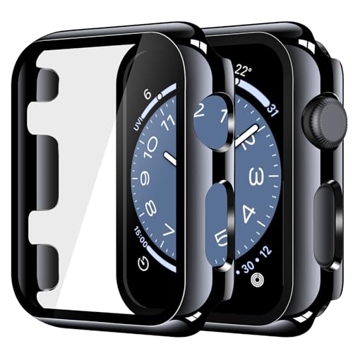 Image of Misxi Case with Screen Protector for 42mm Apple Watch Series 3 /2 | 2-Pack Cover with Tempered Glass for 3 /2, Scratch Resistant Sensitive Touch Protection, Jet Black