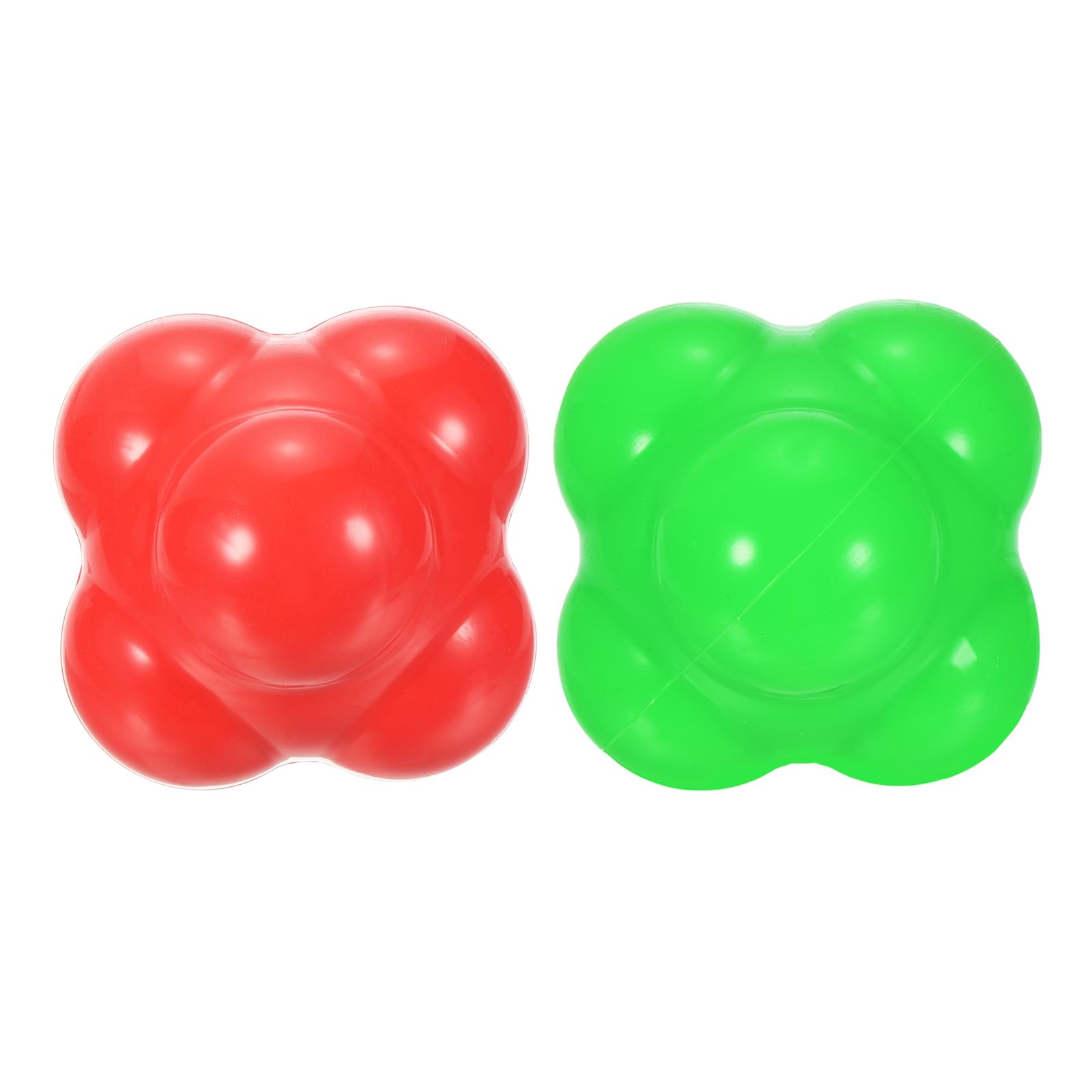 M METERXITY 2 Pack Bounce Reaction Balls - Coordination Training Ball, Wear-Resistant Silicone, Apply to Tennis/Softball/Badminton Training (57 x 57mm, Red Green)