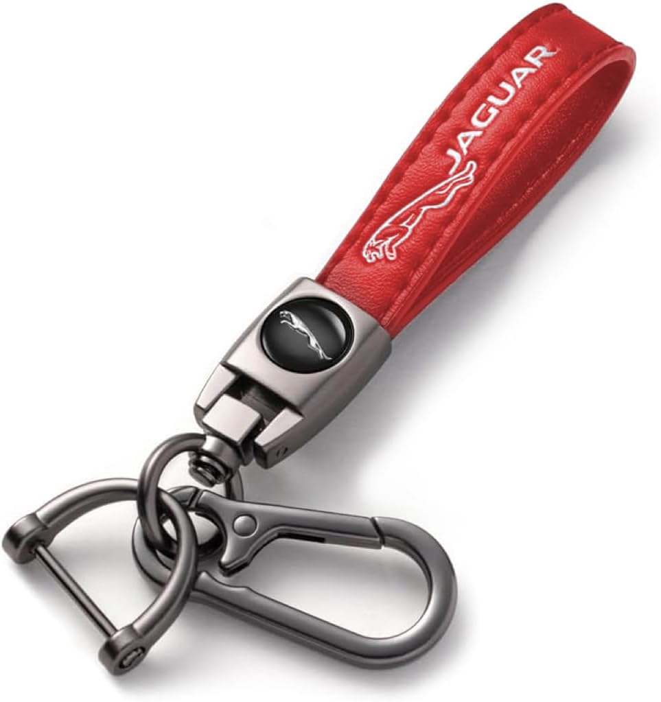 Leather Car Keychain for Jaguar I-PAC F-PAC E-PAC XEL XFL XJ XF Series Car Key Chain Ring Accessories for Men and Woman Rde