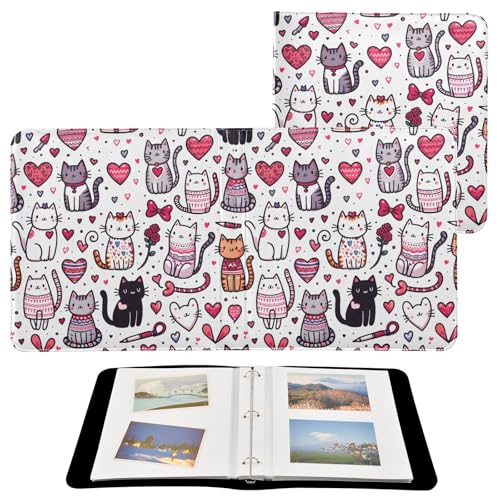Álbum de fotos autoadhesivo DIY Scrapbook con gatos adorables, 3 anillos, 40 páginas, 8x10 pulgadas para recuerdos miniatura 2
