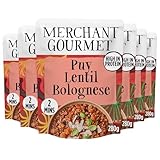 Merchant Gourmet Ready-to-eat Puy Lentil Bolognese Pack of 6 x 280g Pouches High in Protein High in Fibre Vegan. Cooked with Puy & Brown Lentils Mixed Mushrooms Sundried Tomato Paste Ready-Meal Option