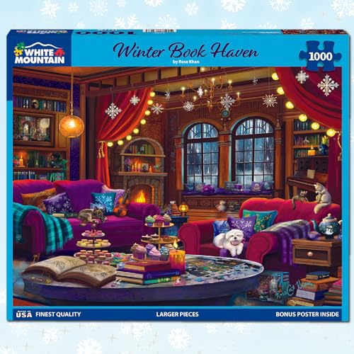 Rompecabezas de 1000 piezas White Mountain: Refugio invernal con libros, piezas grandes, regalo para adultos y familia, 24" x 30" miniatura 2