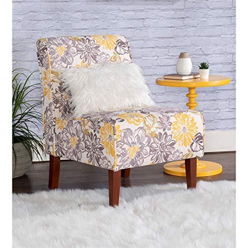 Linon Lily Gray & Yellow Polyester Side Chair #TOP1