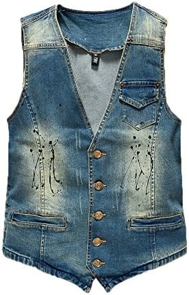 Gilet Uomo In Denim Vintage - Giacca Senza Maniche, Stile Retro, In Cotone E Jeans - Foto 5