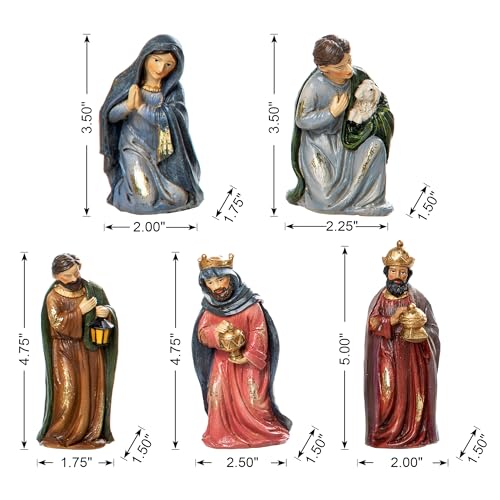 Image of Glitzhome Christmas Nativity Set Indoor 8 inch Resin Nativity Figurines Set 11 Pcs Removable Angel Statue Multi-Colored Nativity Sets & Figures Christian Holy Family Figure with Baby Jesus
