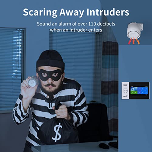 Wireless Home Alarmanlage, Wi-Fi-Sicherheit salarmsystem mit 4,3 Zoll Full-Touch-Bildschirm,...