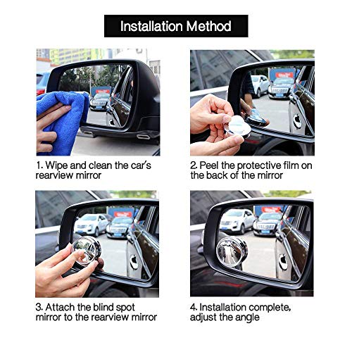 Uni-Fine 2 Piezas Espejo de Punto Muerto Con Rotación de 360° - Retrovisores de Ángulo Muerto Convexos de Gran Angular Ajustables para Automóviles, SUV, Motocicletas - imagen 7