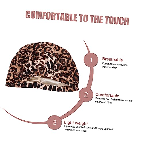 BESTYASH Delicate Adult Turban Female Chemo Hat Satin Cap for Sleeping Hair Bonnet Leopard2