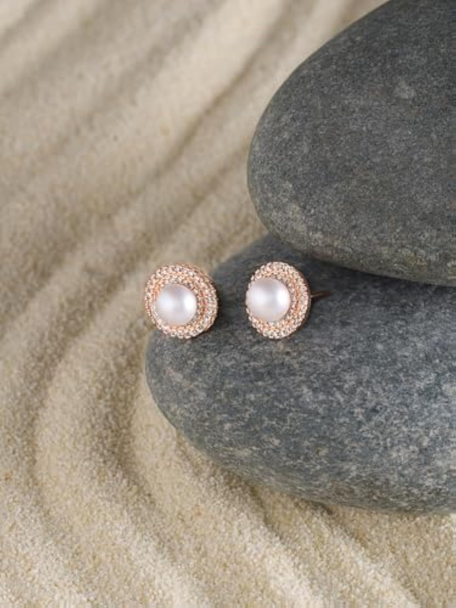 Women's Cubic Zirconia & Pearl Embellished Brass Studs Earrings