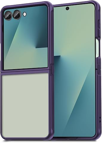 Case for Samsung Galaxy Z Flip 7,Translucent Matte Hard PC Back & Soft TPU Bumper Protective Phone Cover with Dropproof,Anti-Fingerprint,Slim Frosted Case,Purple