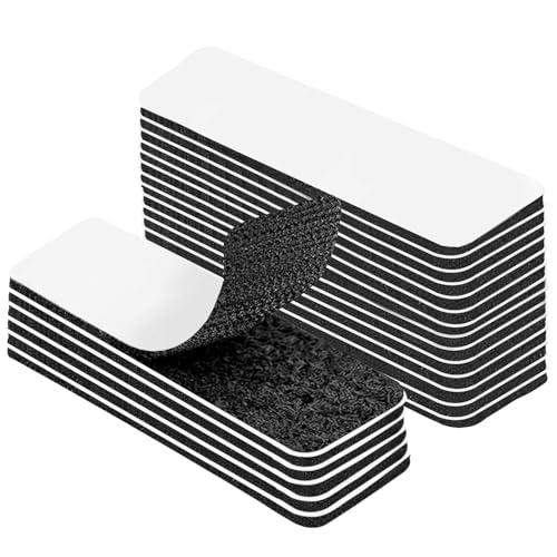 KU Klettband Selbstklebend Extra Stark,20 Stück Klebepads Doppelseitig Klebeband Beidseitig Klett Klebeband Wiederverwendbar Rechteck Tape Selbstklebend 3 x 10cm(Schwarz)