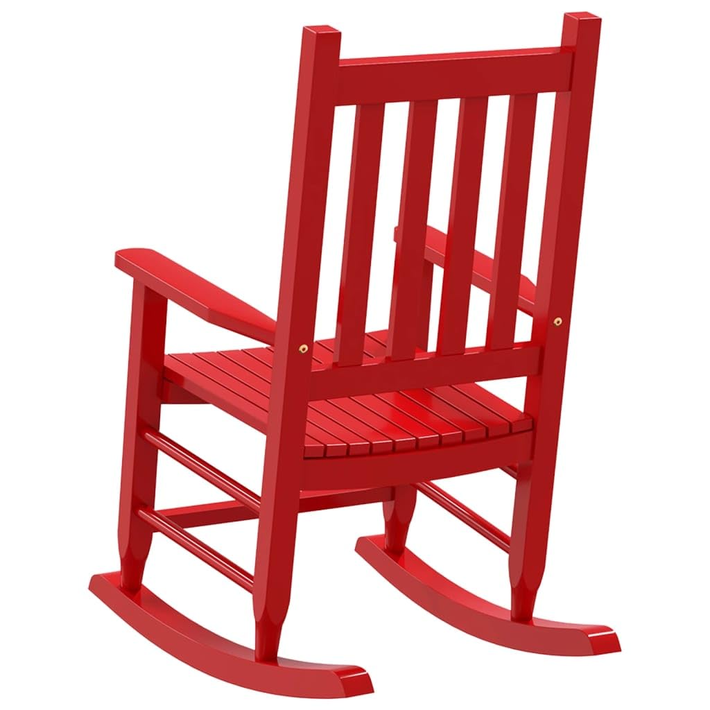 vidaXL Mecedora para niños Madera Maciza de álamo roja, Mecedora de Exterior, Mecedora de jardín, Mecedora de Madera pequeña, Mecedora de Madera