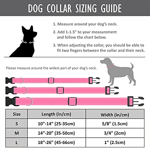 Winchester Reflective Dog Collar for Medium Dogs, Soft Breathable Nylon Pet Collar Adjustable with Buckle, Pink - Image 4