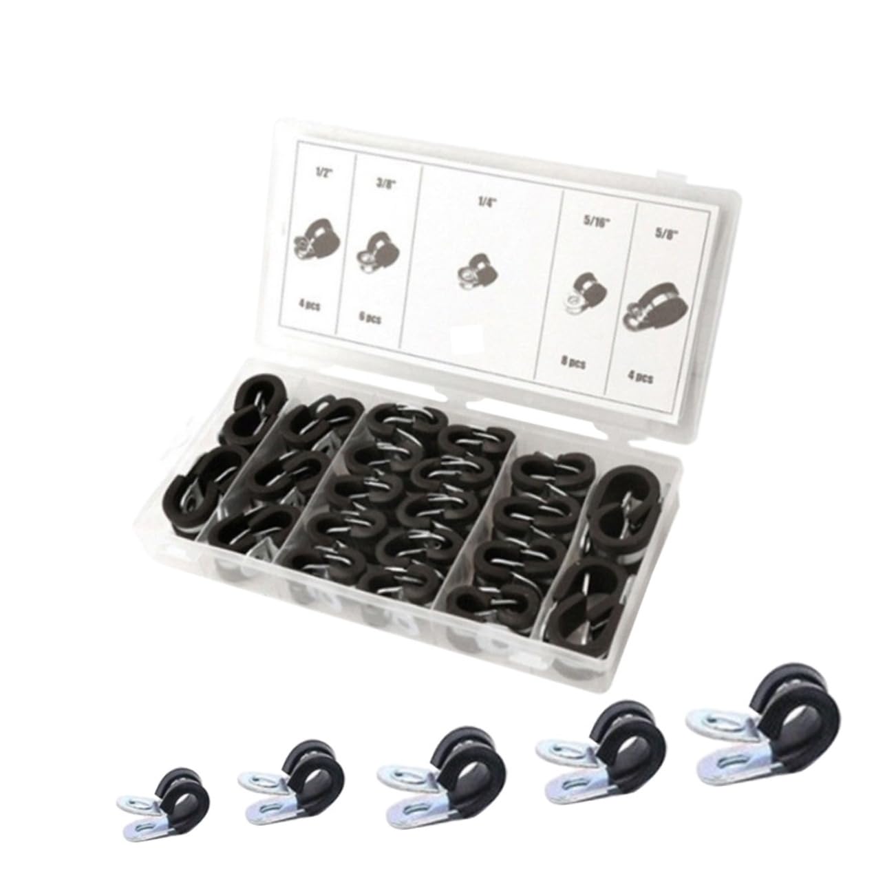 42stücke Schlauch Klemme Set Stahlschlauchschellen Und Schlauchclips Für Rohrschutz Geeignet Für Luftschläuche Wasserschläuche Und Kraftstoffleitungen