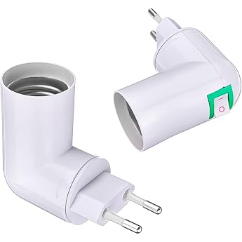 DYOUen Pack of 2 E27 Lamp Socket 360  Adjustable Lamp Holder with Switch EU Plug Adapter Socket for Light Bulb Wall Lamp Socket Adapter Kitchen Lamp Converter Adapter Pack of 2