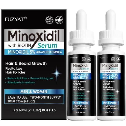5% Minoxidil for Men, Minoxidil for Women Hair Growth Treatment, Beard Growth Serum, Biotin & Castor Oil Enriched,Strengthens Weak Roots, Repairs Thinning Hair (120ml)