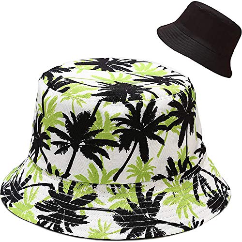 XYIYI Chapéu de pescador reversível chapéu de sol gorro de praia para mulheres e meninas, Coqueiro, Talla única