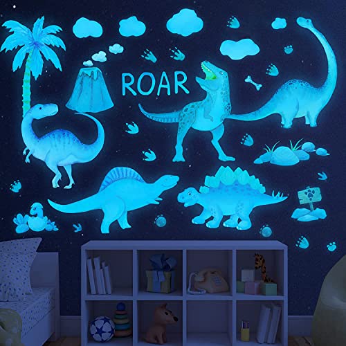 Autocollants muraux lumineux dinosaure anti peur du noir pour bébés