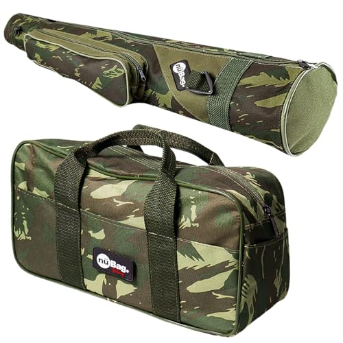 Kit Bolsa de Pesca e Protetor de Varas 1,20m Transporte Carretilhas Iscas Anzois Tralhas Acessórios Pescaria Nü Bag (Verde)